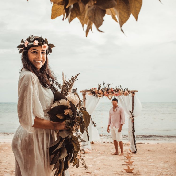 novia saliendo del agua en san andres